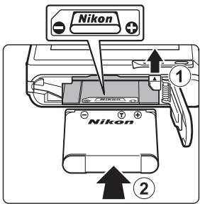 NIKON COOLPIX S80 - Insert the battery. - 1