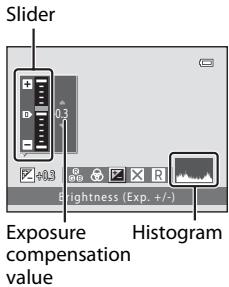 Slider 0.3 +1.5 Brightness (Exp. +/-) Exposure compensation value Histogram