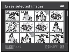 Erase selected images MENU Back ON/OFF