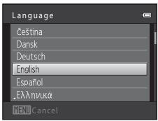 Language Čeština Dansk Deutsch English Español Eλληνικά MENU Cancel