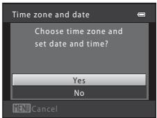 Time zone and date Choose time zone and set date and time? Yes No MENU Cancel