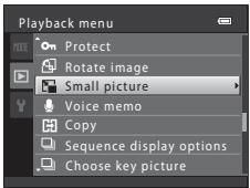 Playback menu Protect Rotate image Small picture Voice memo Copy Sequence display options Choose key picture