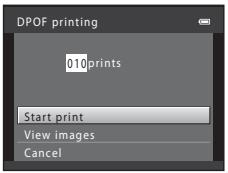 DPOF printing 010 prints Start print View images Cancel