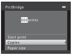 PictBridge 000 prints Start print Copies Paper size