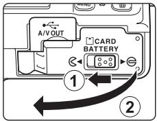 A/V OUT CARD BATTERY ① ②