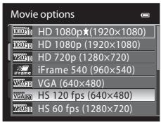 NIKON COOLPIX P510 - Use the multi selector to select HS movie (65), and press the 忍 button. - 1