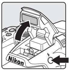 NIKON COOLPIX P510 - Press the  (flash pop-up) button to raise the flash. - 1