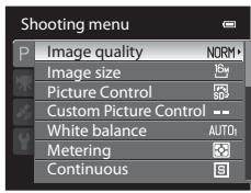 NIKON COOLPIX P510 - Options Available in the Shooting Menu - 1