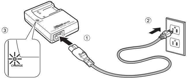 NIKON COOLPIX S225 - Connect the power cable. - 1