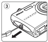 NIKON COOLPIX S225 - Attaching the Camera Strap - 3