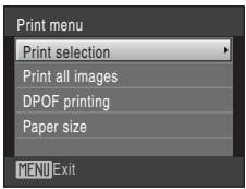 NIKON COOLPIX S225 - Choose Print selection, Print all images or DPOF printing and press the Ⓞ button. - 1