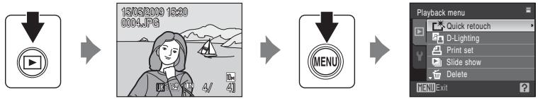 NIKON COOLPIX S225 - Displaying the Playback Menu - 1