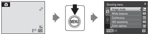 NIKON COOLPIX S225 - Displaying the Shooting Menu - 1