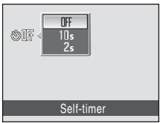 NIKON COOLPIX S225 - Use the multi selector to choose 10 s or 2 s and press the Ⓞ button. - 1