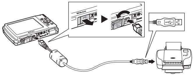NIKON COOLPIX S225 - Connect the camera to the printer using the supplied USB cable. - 1