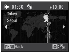 NIKON COOLPIX S225 - Press ◀ or ▶ to choose the travel destination time zone. - 1