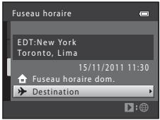 NIKON COOLPIX S6500 - Appuyez sur ◀ ou ▶ pour sélectionner le fuseau horaire de destination. - 2