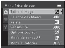 NIKON COOLPIX S6500 - Options disponibles dans le menu de prise de vue automatique - 1