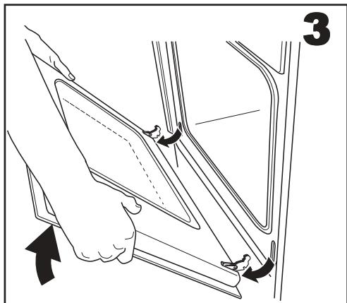 FAURE FYB462N - Décrocher la porte du four - 3