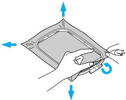 BROTHER INNOV-IS 700E - Tighten the adjustment screw while removing any slack in the fabric by hand. The goal is to have a drum-like sound when the stretched fabric is struck lightly. - 1