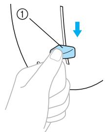 BROTHER INNOV-IS 700E - Lower the needle threader lever on the left side of the machine until it clicks, and then slowly return the lever to its original position. - 1