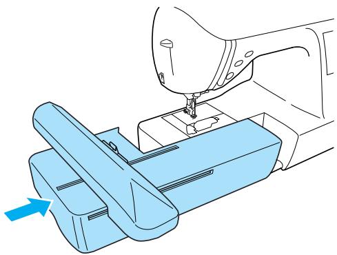 BROTHER INNOV-IS 700E - Slide the embroidery unit onto the machine arm. - 1