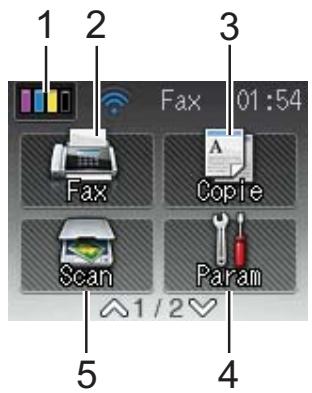 1 2 Fax 01:54 Fax Copy Scan Param ^1/2♥ 4