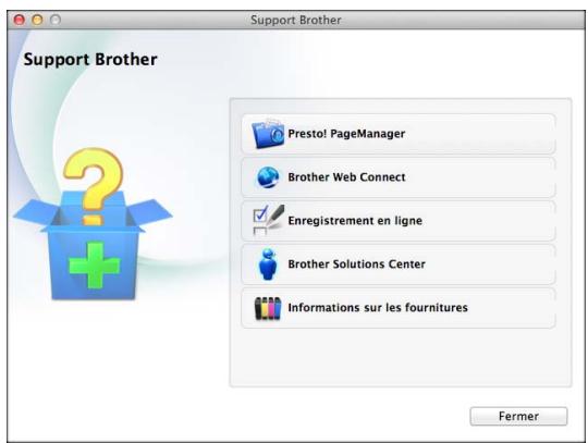 Support Brother Presto! PageManager Brother Web Connect Enregistrement en ligne Brother Solutions Center Informations sur les fournitures Fermer