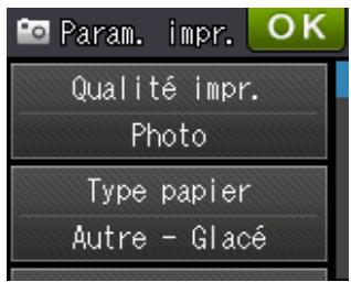 Param. impr. Qualité impr. Photo Type papier Autre - Glacé