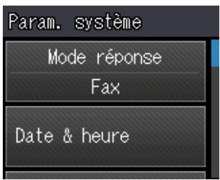 Param. système Mode réponse Fax Date & heure