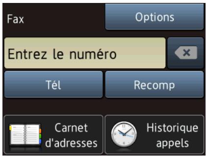 Fax Options Entrez le numéro Tél Recomp Carnet d'adresses Historique appels