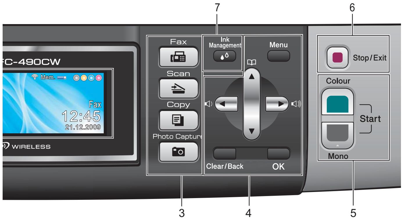 BROTHER MFC-490CW - Menu keys: - 2