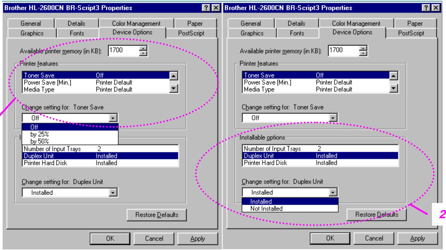 BROTHER HL-2600CN - Device Options Tab - 1