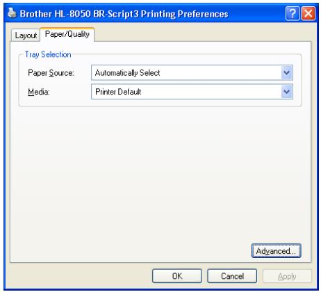 BROTHER HL-8050 - Paper/Quality tab - 1