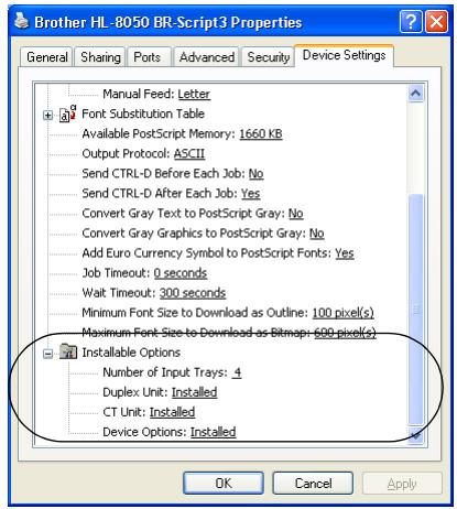 BROTHER HL-8050 - Device Settings tab - 1