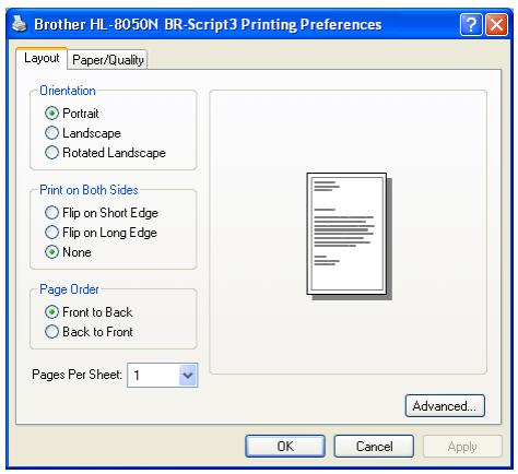 BROTHER HL-8050 - Layout tab - 2