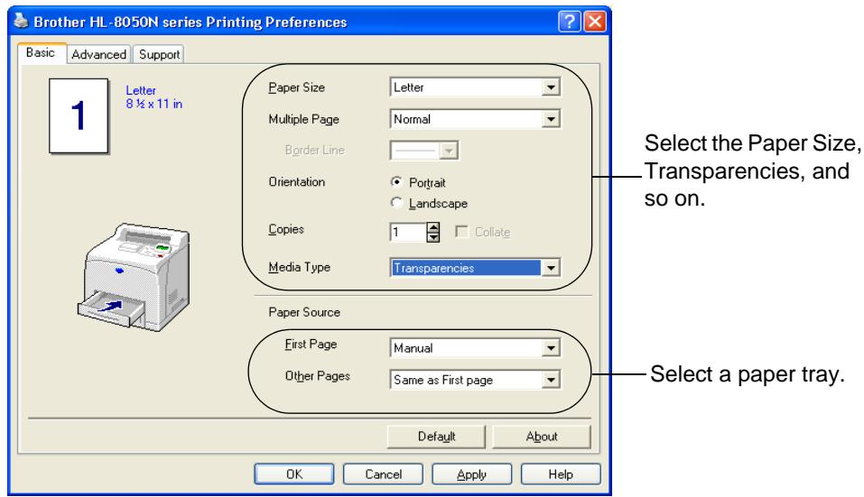 BROTHER HL-8050 - Printing on Transparency from the Paper Tray - 1