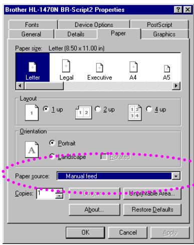 BROTHER HL-1230 - Select the Paper Size, Media Type and paper Source etc. in the printer driver. - 2