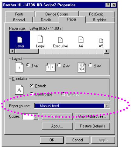BROTHER HL-1230 - Select the Paper Size, Media Type and paper Source etc. in the printer driver. - 2