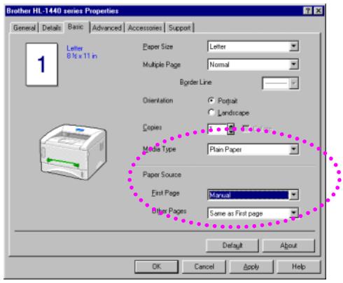 BROTHER HL-1230 - Select the Paper Size, Media Type and paper Source etc. in the printer driver. - 1