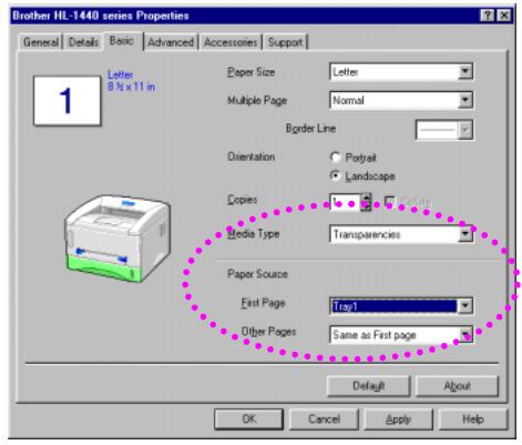 BROTHER HL-1230 - Select the Paper Size, Media Type and paper Source etc. in the printer driver. - 1