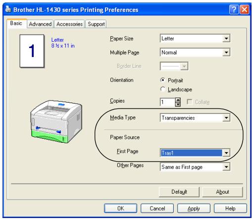 BROTHER HL-1430 - Printing on transparencies from the paper tray - 2