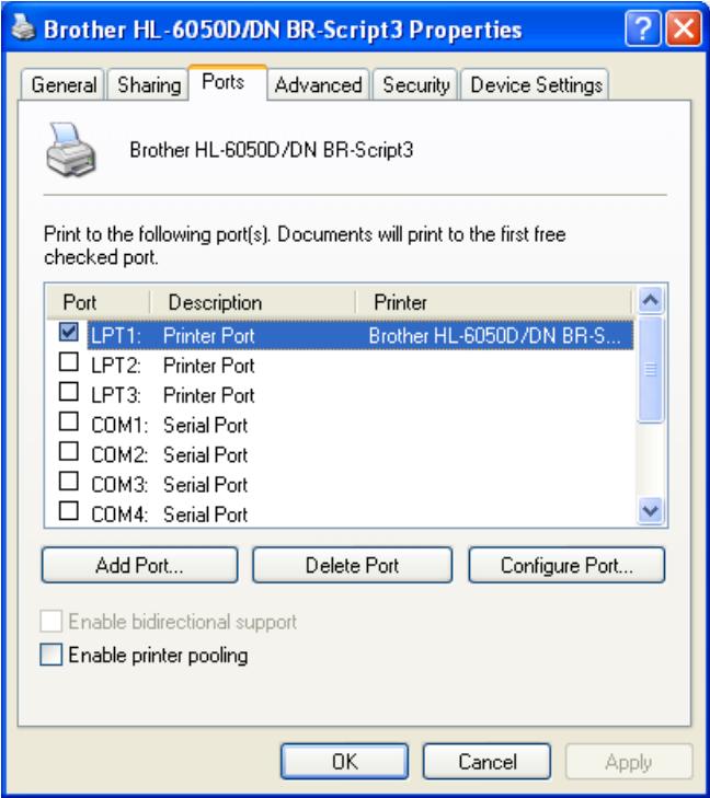 BROTHER HL-6050DL - Ports tab - 1