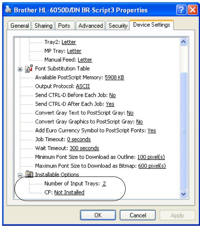 BROTHER HL-6050DL - Device Settings tab - 1