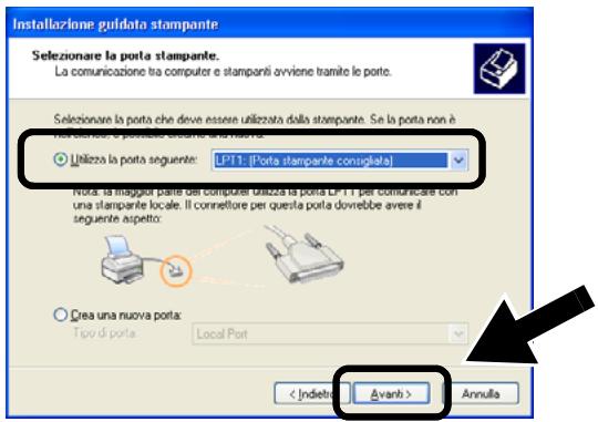 BROTHER NC-2200W - Selezionare temporaneamente LPT1: (Porta stampante consigliata) dall'elenco a discesa per l'opzione Utilizza la porta seguente, quindi fare clic su Avanti. - 1