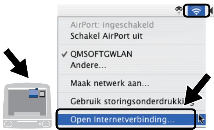 BROTHER NC-2200W - Klik op het statuspictogram AirPort en selecteer Open Internetverbinding.... - 1