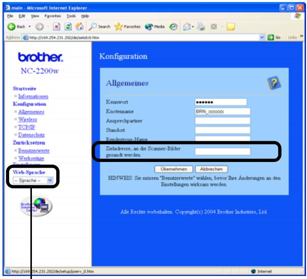 BROTHER NC-2200W - Gehen Sie zur Seite Allgemeines unter Konfiguration. - 1