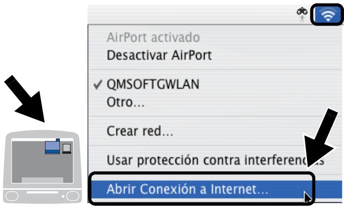 BROTHER NC-2200W - Haga clic en el icono de estado AirPort y seleccione Abrir Conexión a Internet.... - 1