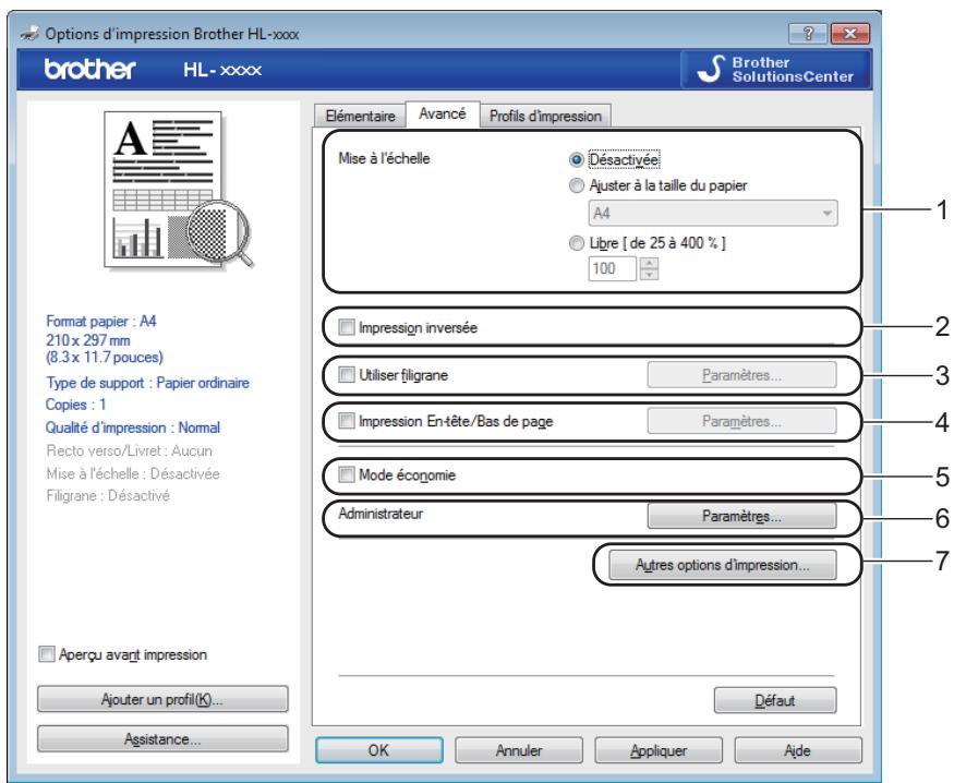 BROTHER HL-1210W - Onglet Avancé - 1