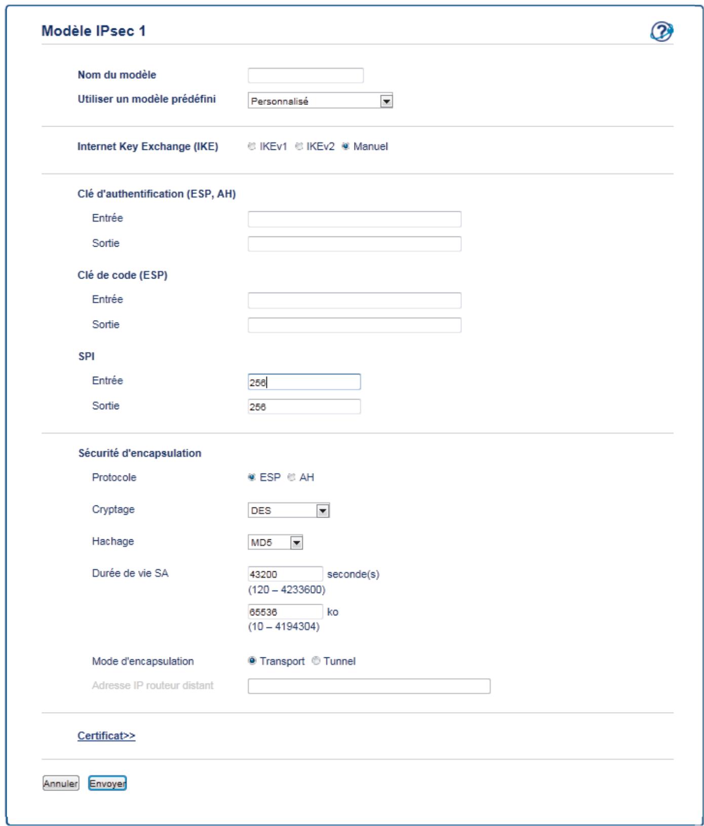 BROTHER HL-L5200DW - Réglages manuels pour un modèle ipsec - 1